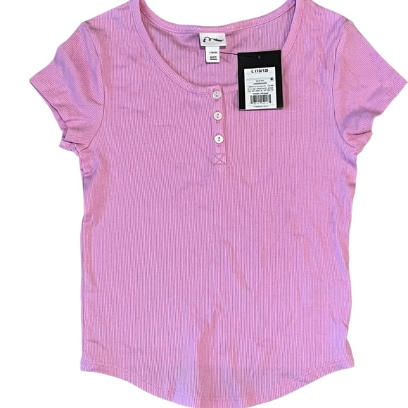 Art Class Pink Ribbed Button Front Short Sleeve Top – Girls Size Large NWT - Picture 1 of 3